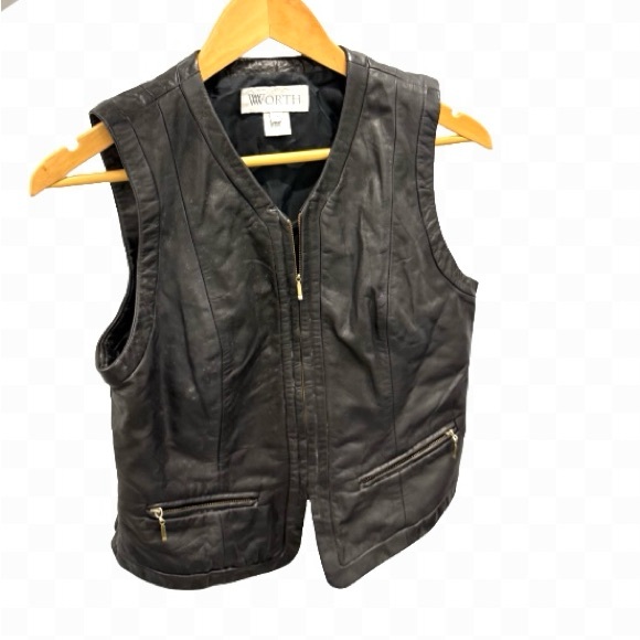 Vintage Jackets & Blazers - Vintage Worth 100% genuine leather vest full zip 4